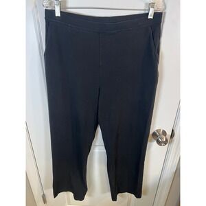 L.L.Bean Womens Knit Pull On Pants Black Cotton Stretch Large Petite